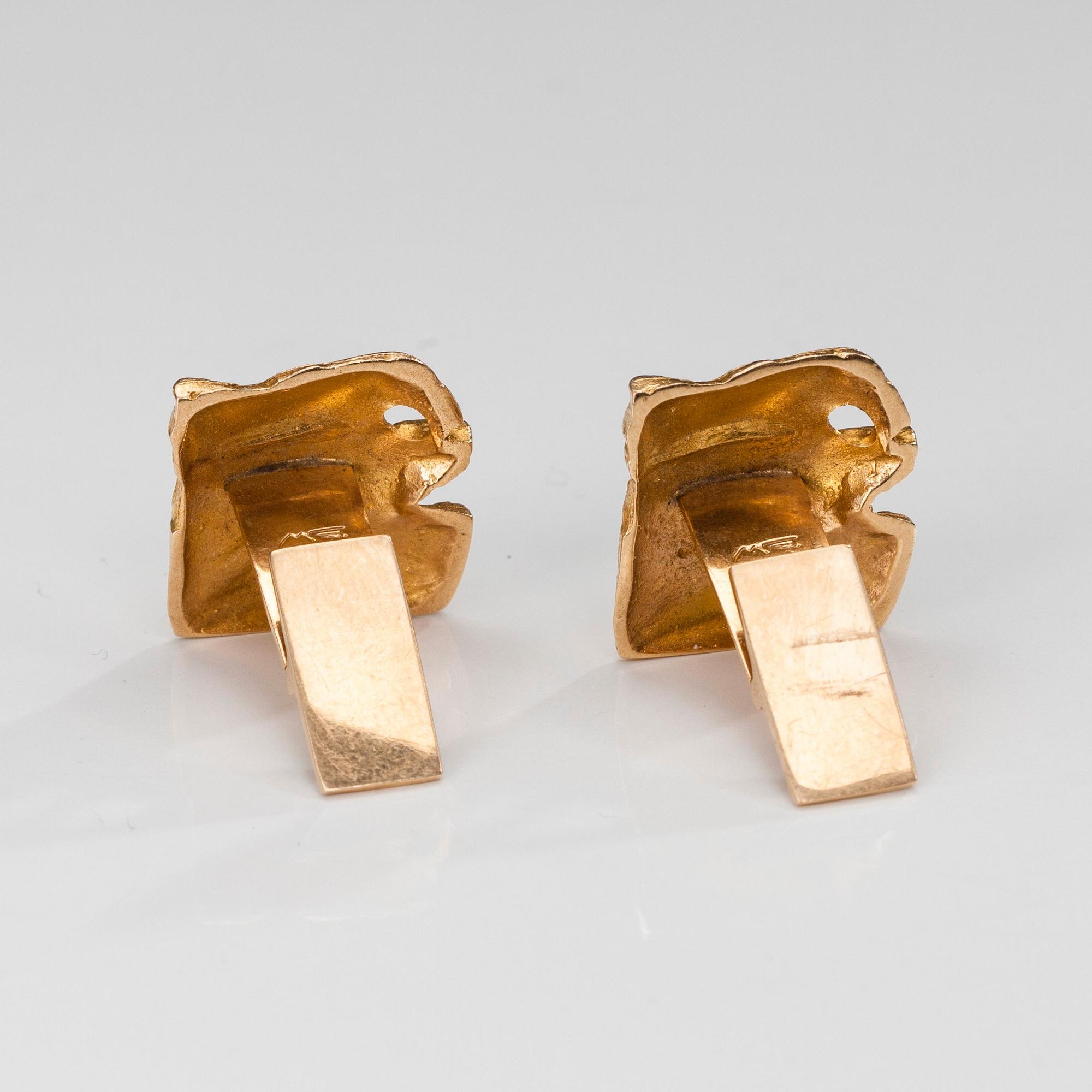 Björn Weckström, MANSCHETTKNAPPAR, 14 K guld, Lapponia 1970. Vikt 10,8 g.