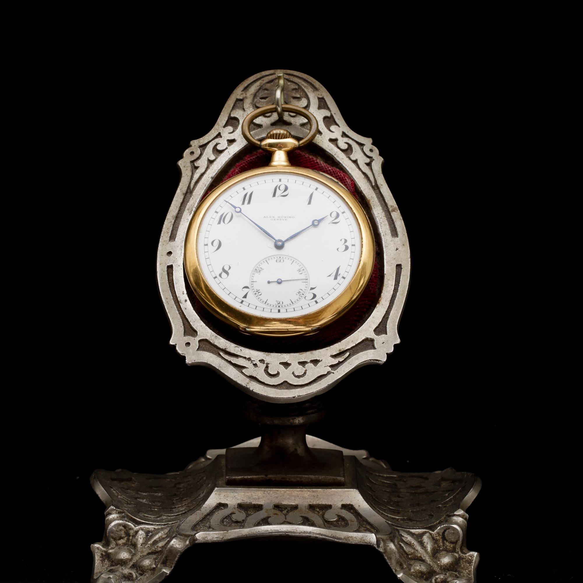 FICKUR, guld 18K, Alex. Hüning, Genève, tidigt 1900-tal. Vikt 76,4g.