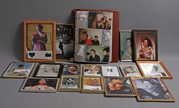 FOTOALBUM samt PARTI SIGNERADE FOTON, 16 st, bl a Birgit Nilsson och Kiri Te Kanawa.