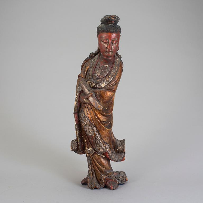 GUANYIN, lackerat trä. Sen Qingdynasti.