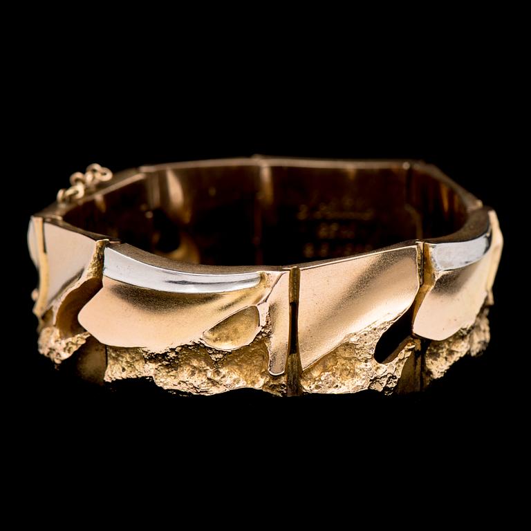 BJÖRN WECKSTRÖM, ARMBAND, "Narda", 14K guld, platina. Lapponia 1988.