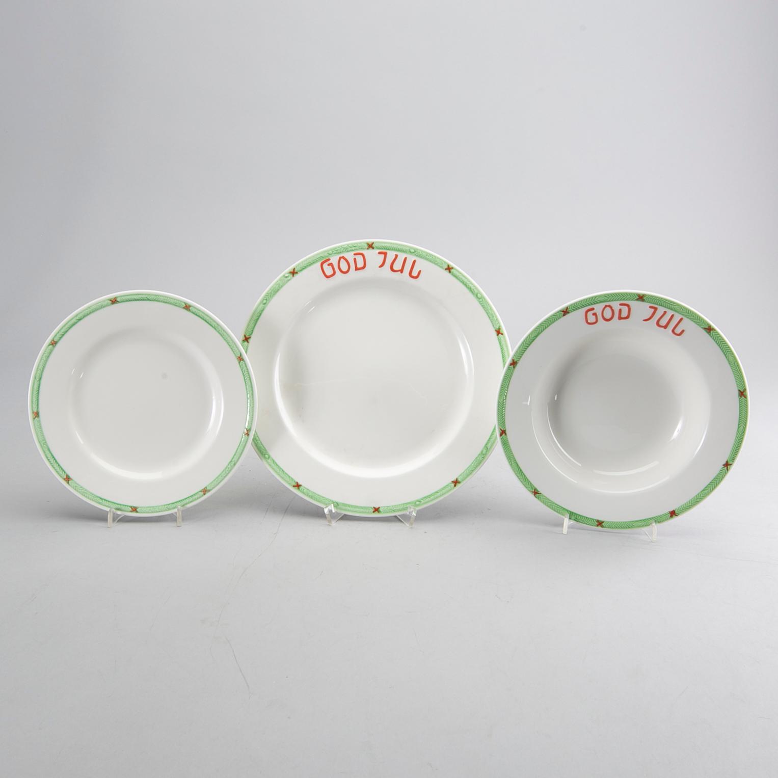 A  47 pcs "God Jul" porcelain dinner service from Rörstrand later part of the 20th century.
