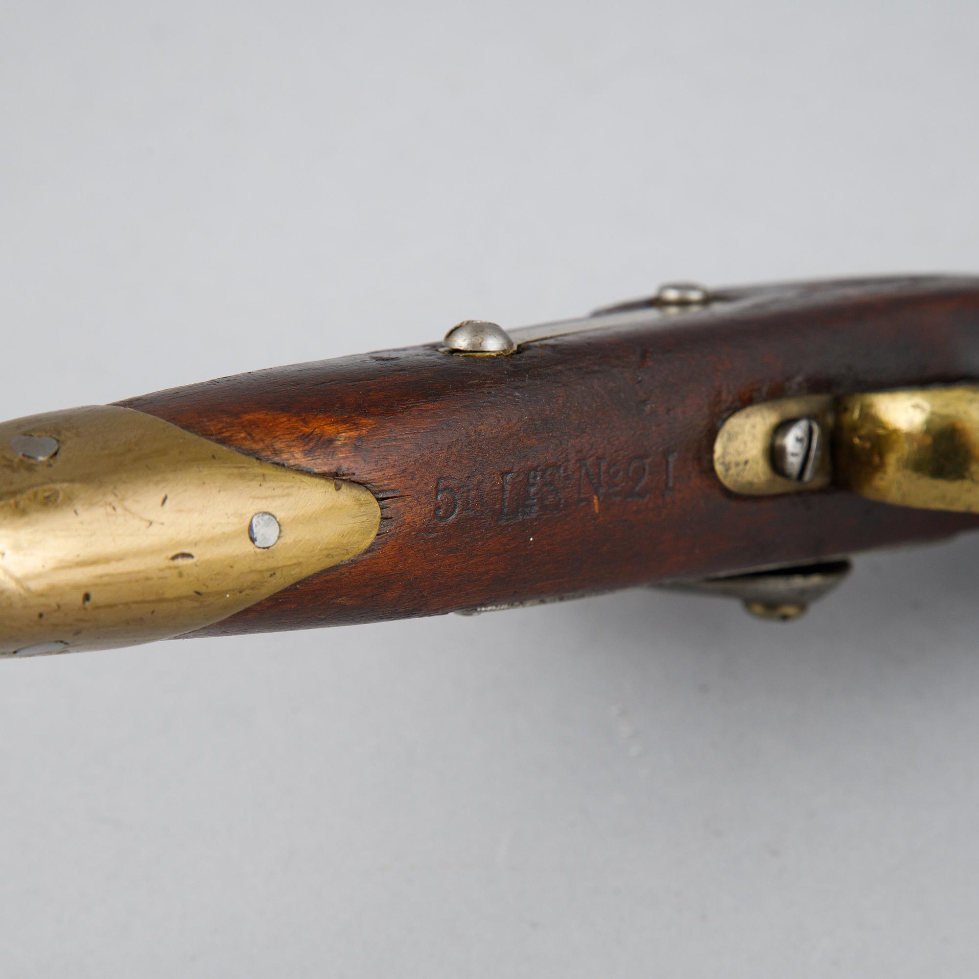 A rifled Swedish percussion pistol,  1850 pattern.