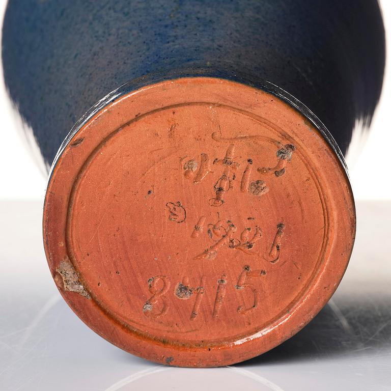 Hilma Persson-Hjelm, a glazed earthenware art nouveau vase, executed in her own studio, Arvika, 1921. No 8415.