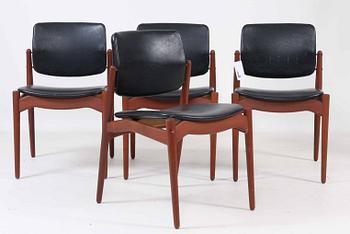 STOLAR, 4 st, teak, Ørum Møbelfabrik, Danmark, brännstmpl, 1950/1960-tal.