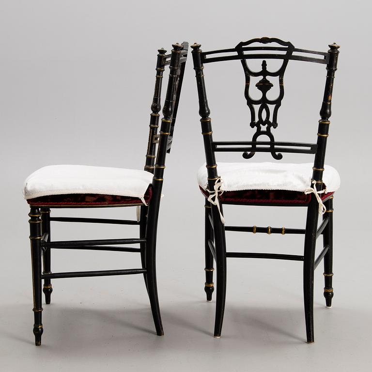 A pair of late 19th century Chinese chairs.