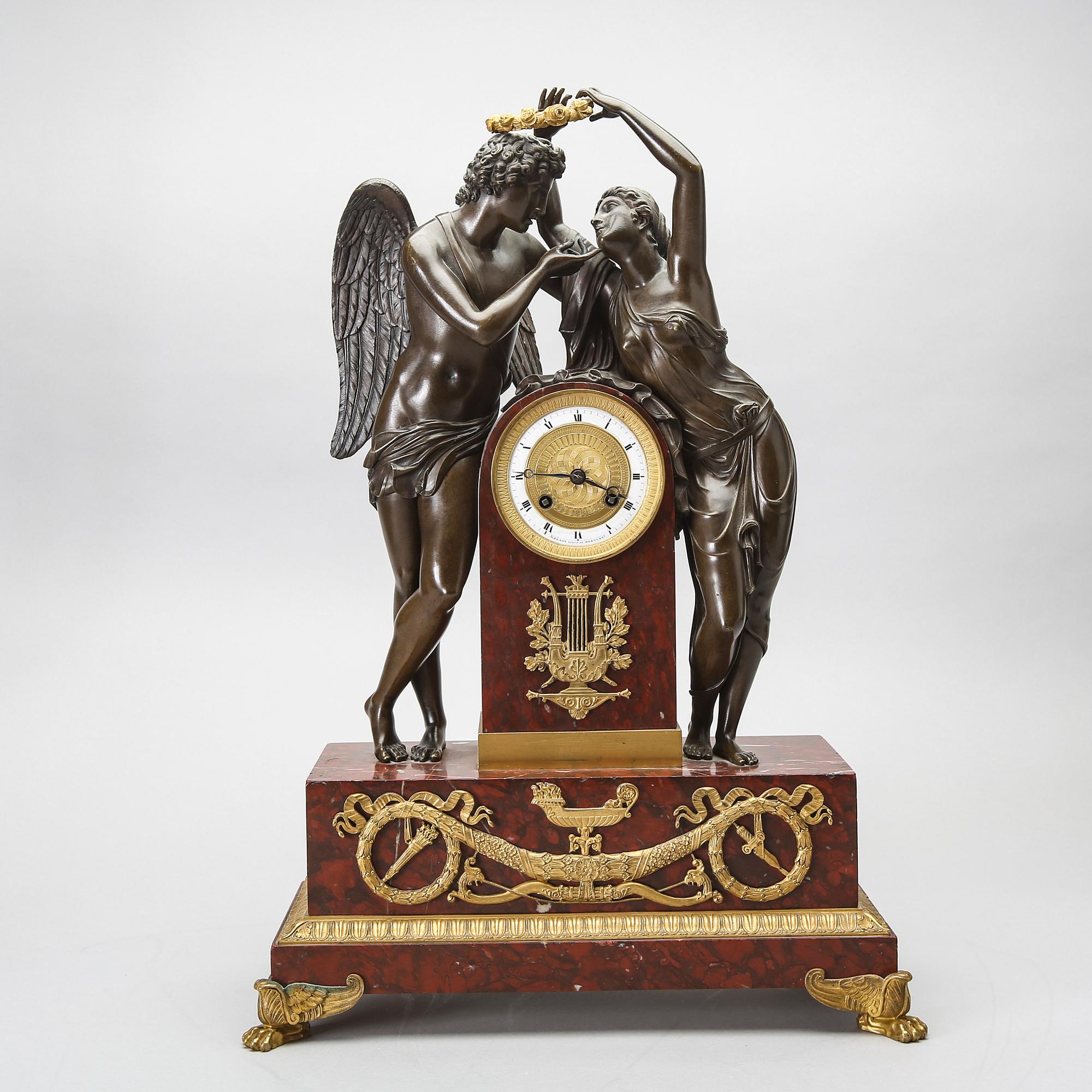 A French empire mantle clock signed Lesage eléve de Breguet.