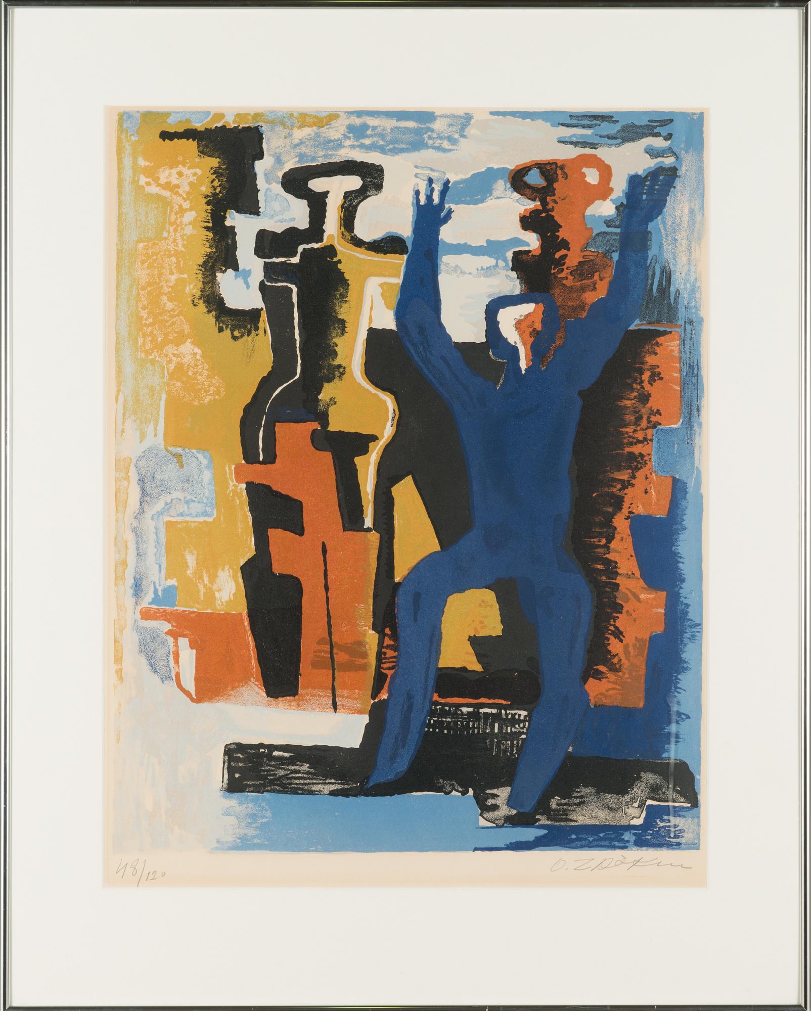 Ossip Zadkine, litografia, signeerattu ja numeroitu 48/120.