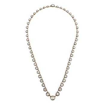 Collier silver och guld med gammalslipade diamanter, 1800-tal.