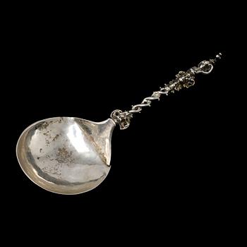 A Dutch 18th century silver spoon, unidentified marks.