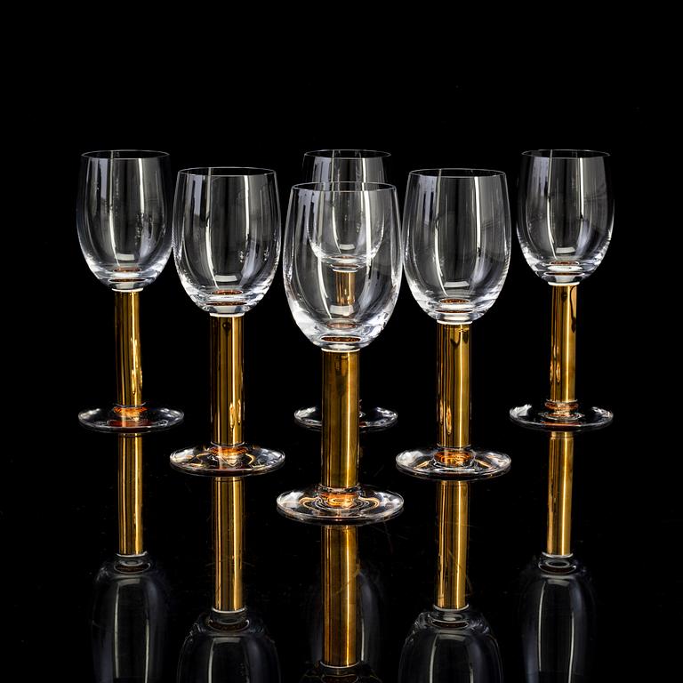 Six Gunnar Cyrén 'Nobel' wine glasses, for Orrefors.