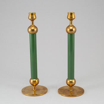 FIRMA SVENSKT TENN, a pair of Swedish 20th century  brass candlesticks marked Svenskt Tenn.