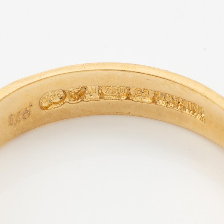 Lapponia, ring 18K gold set with a round brilliant-cut diamond, Finland 1980.