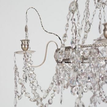 A Louis XVI-style six-light candelier, Austria/Bohemia, late 18th century.