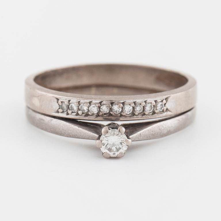 A brilliant cut diamond ring.