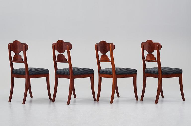 Four Swedish Empire chairs, 1820-30's.