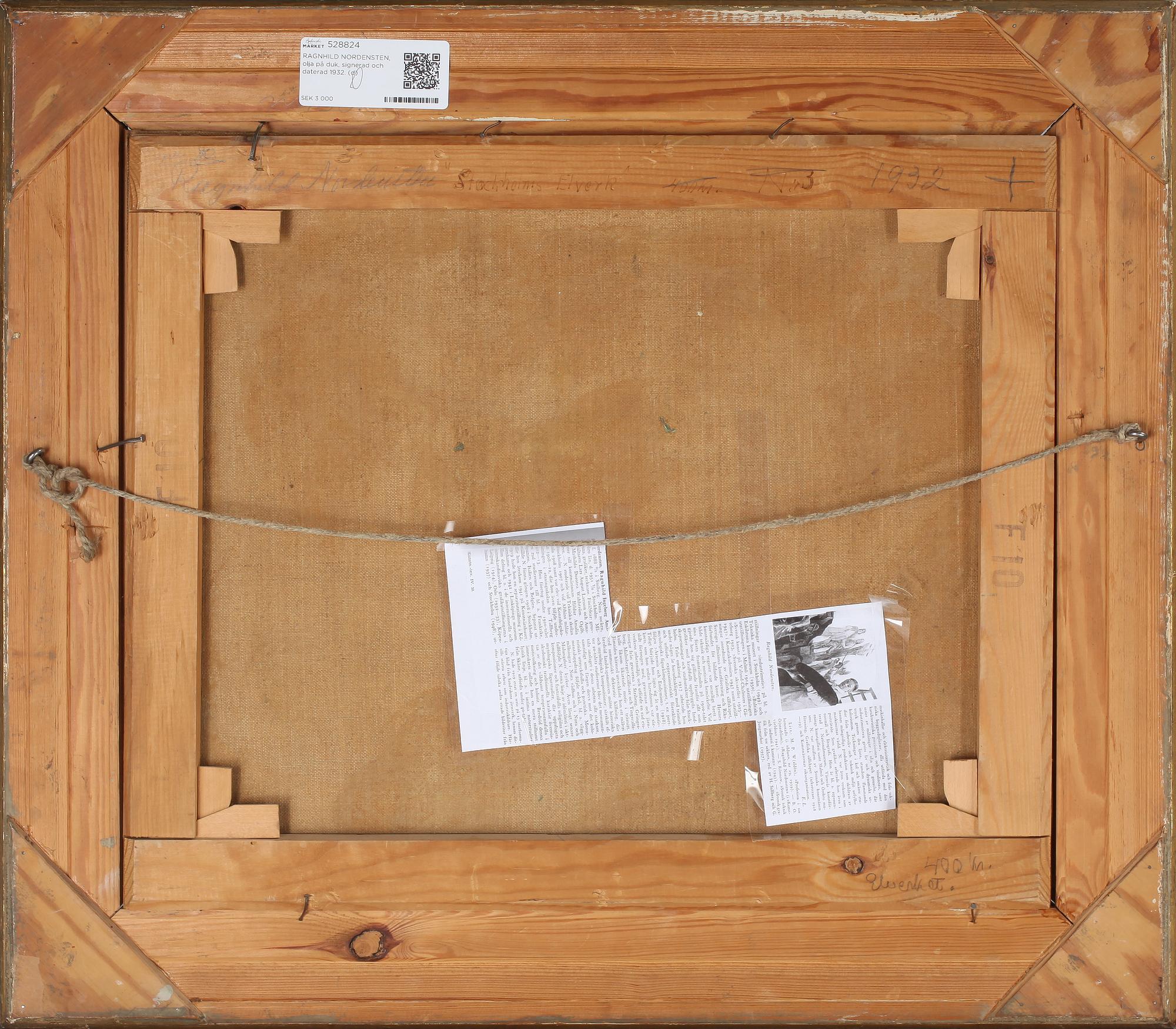 RAGNHILD NORDENSTEN, olja på duk, signerad och daterad 1932.