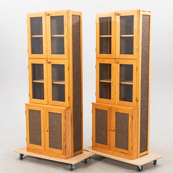 Display cabinet/bookcase, a pair from IKEA, late 20th century.