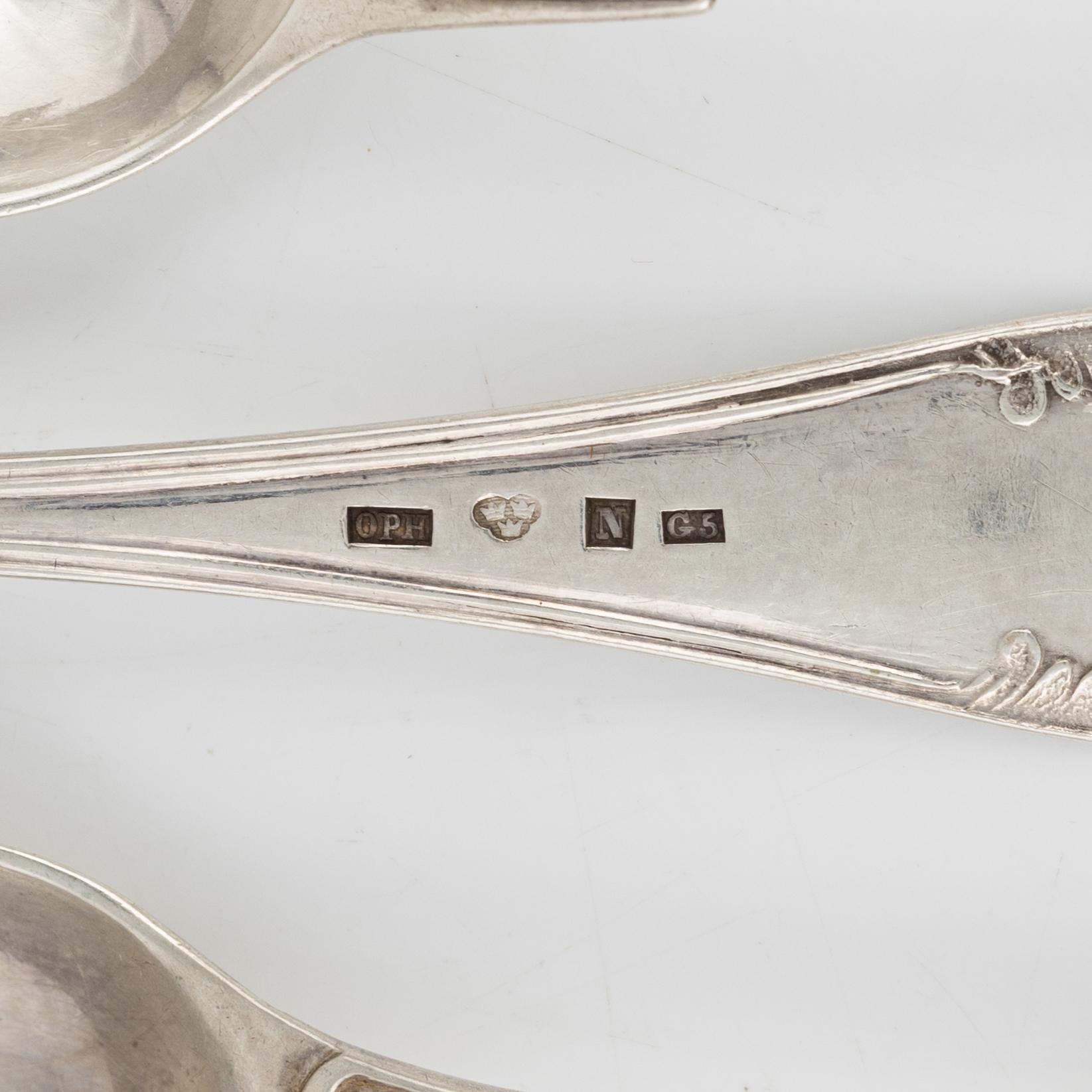 A set of silver cutlery, among others Emanuel Forssman, Växjö, 1855.