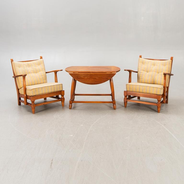 A set of two "Åre" armchairs and table by Gunnar Göpert 1940/50s.