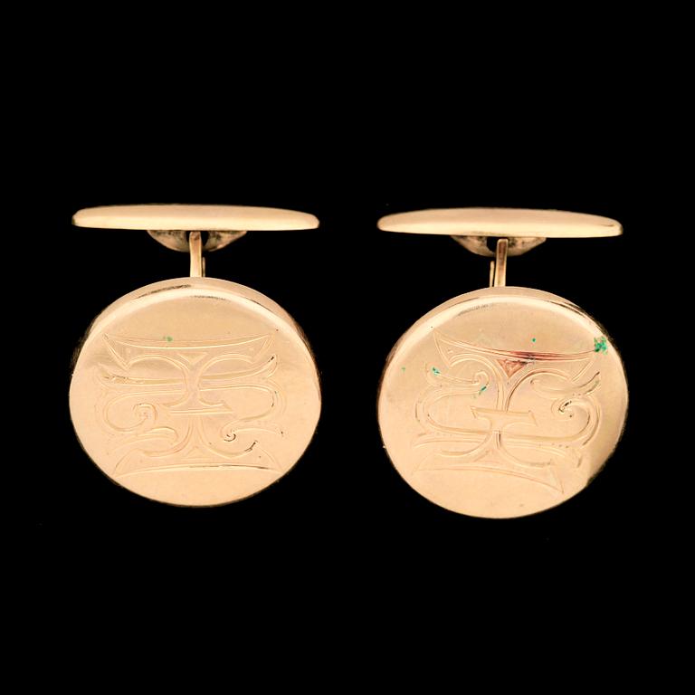 MANSCHETTKNAPPAR, guld, 18 k, bland annat AB David Andersen & Co, 1911. Vikt 19,1.