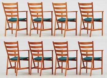 KARMSTOLAR, 8st, Hansen & Sorensen, Danmark, 1900-talets andra hälft.