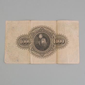 SEDEL, 1000 kronor, Sverige 1939.