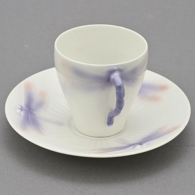 KAFFESERVISDELAR, 11 delar, benporslin, "Trollsländan", Alf Wallander, Rörstrand.