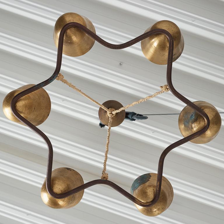 A Swedish Modern brass ceiling lamp, 1940's.