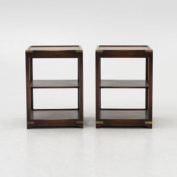 Bedside tables, a pair, English style, second half of the 20th century.