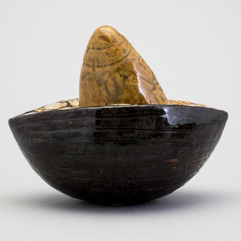 A stoneware sculpture "Fiskare" by Lisa Larson, Gustavsberg.