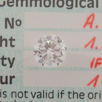 A loose sealed 1.37 ct brilliant-cut diamond. Quality D-E/IF according to certificate from EGL (signed in 1977).