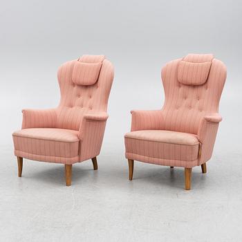 Carl Malmsten, armchairs, a pair, "Farmor", AB O.H. Sjögren, Tranås, 1985.