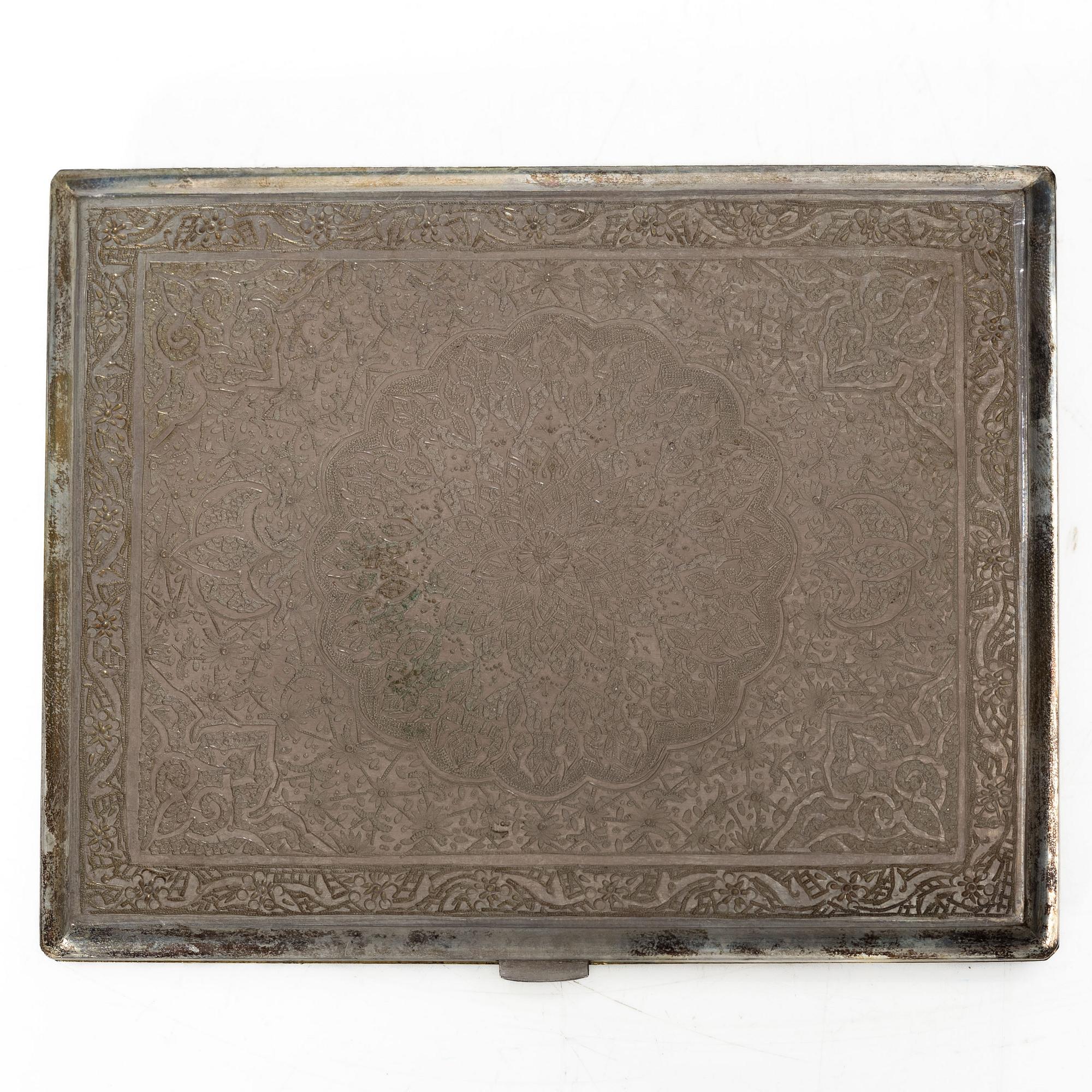 Case, silver, Persian, unmarked.