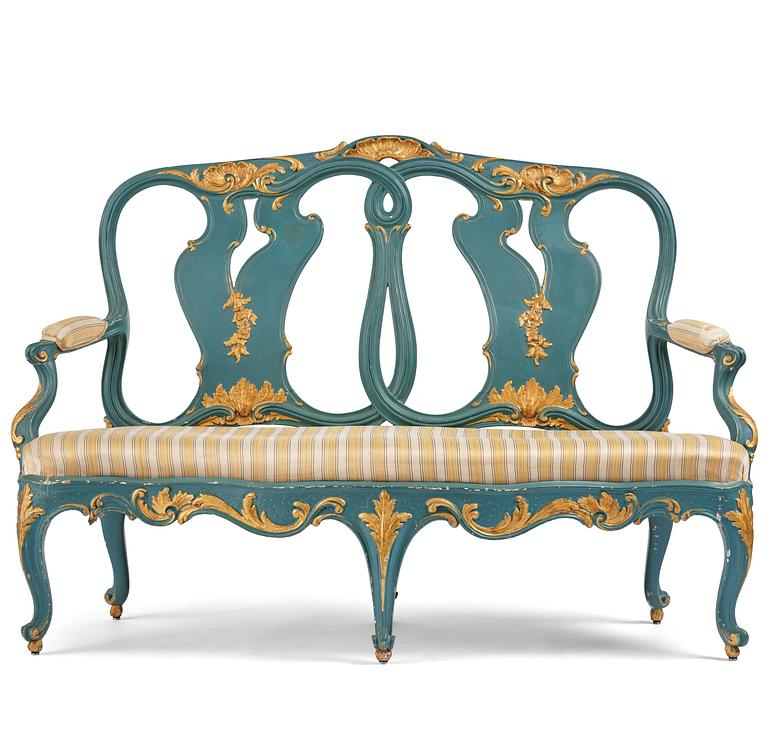 A Swedish carved rococo sofa by A. Thunberg (master in Stockholm 1756-91).