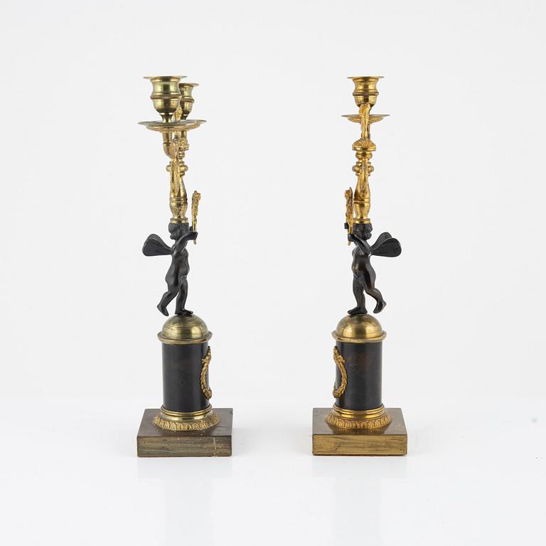 A pair of bronze candelabras, second half of the 19th century.