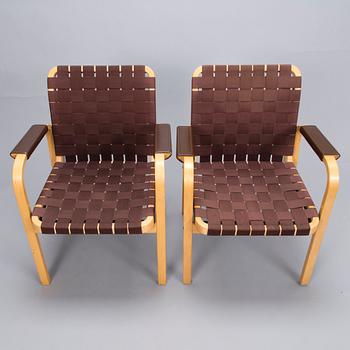 ALVAR AALTO, A pair of '45' armchairs for Artek late 20th century.