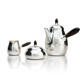 447. Georg Jensen, kaffeservis, 3 delar, sterling silver, Köpenhamn, Danmark, efter 1945, design nr 80A.