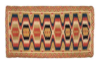 A carriage cushion, double-interlocked tapestry, ca 81 x 50 cm, Scania, mid 19th century.