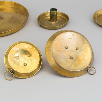 FIVE BRASS CANDLESTICKS, 19th/20th century.