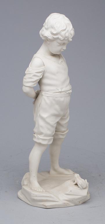 FIGURIN, parian, Gustavsberg, stämpelsignerad 1912.
"Pojken och grodan".