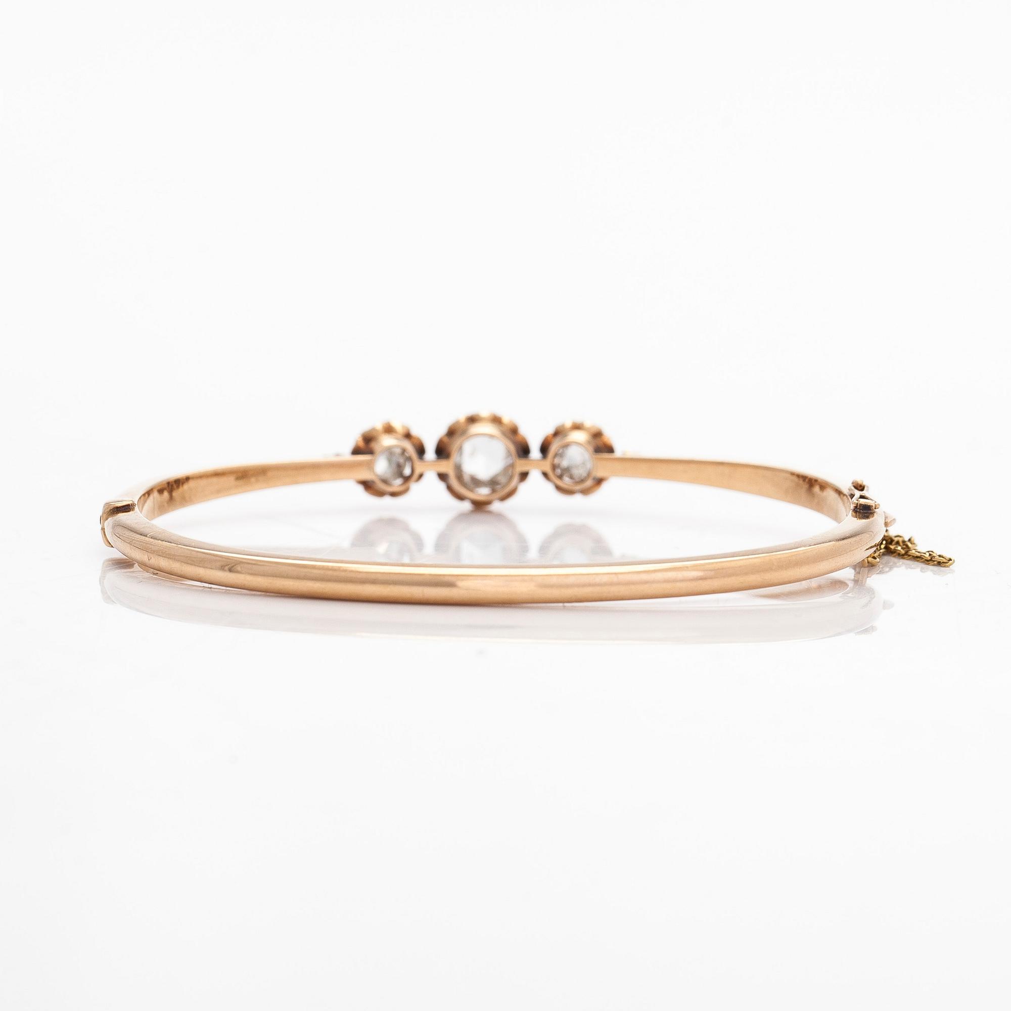 J.A Tarkiainen, rannekoru, 14K kultaa, ruusuhiottuja timantteja, Viipuri 1939.