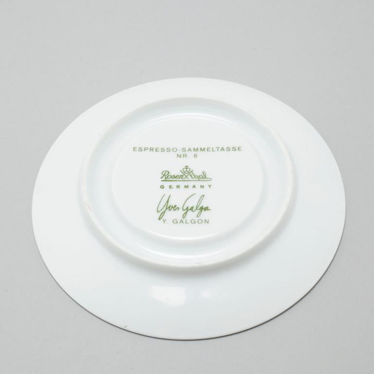 ESPRESSOKOPPAR MED FAT, 12 st espressokoppar, porslin, Rosenthal, 1980/90-tal.