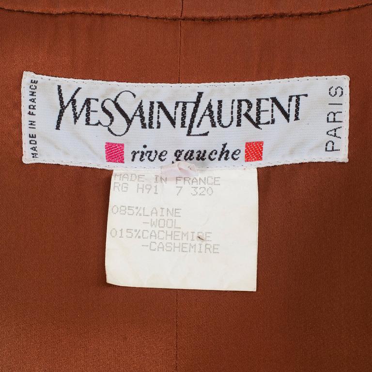 YVE SAINT LAURENT, a green wool and cashmere coat.