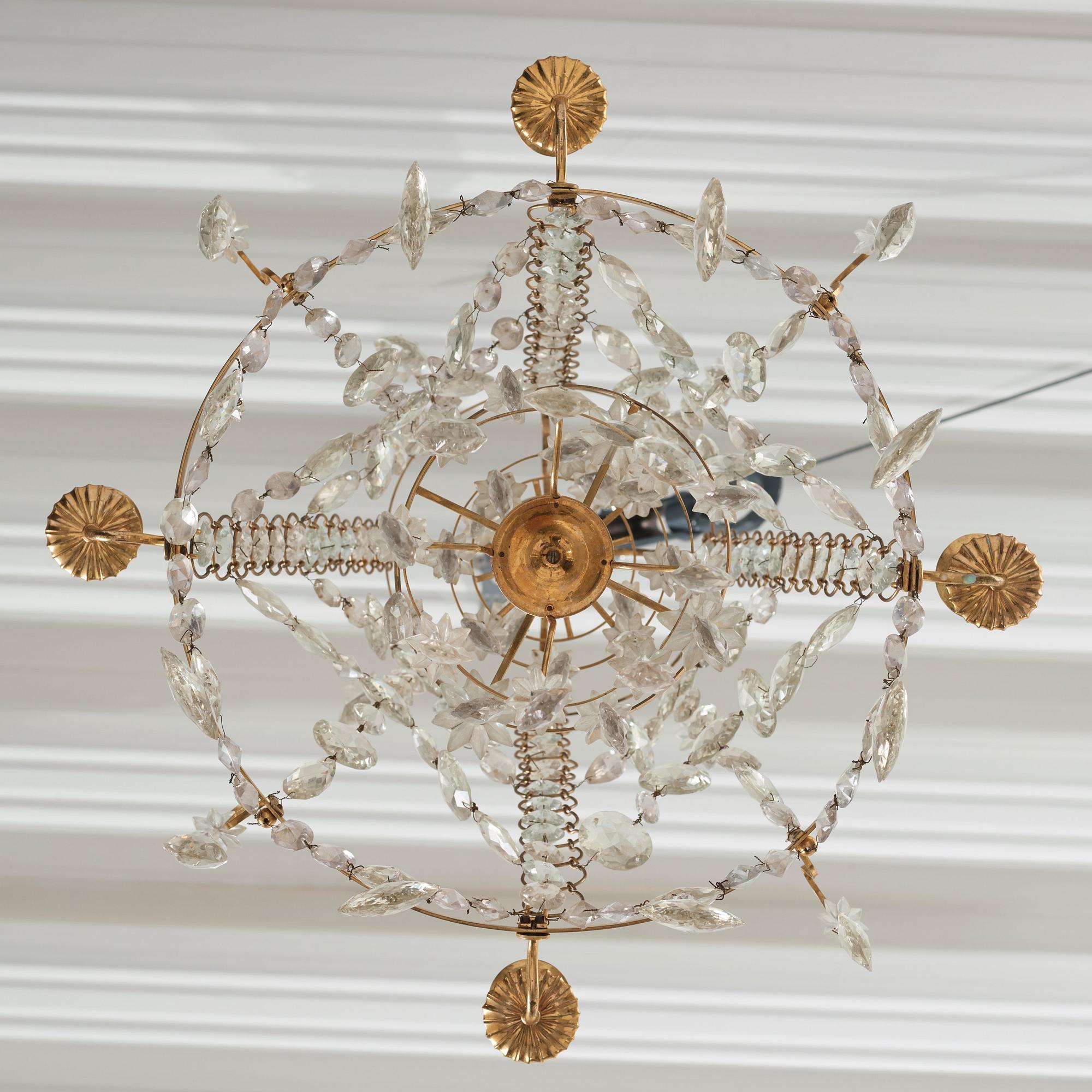 A Gustavian four-light chandelier, by O Westerberg (Stockholm circa 1769-1811), late 18th century.