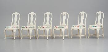 A set of six Swedish rococo chirs attributed to J E Höglander.