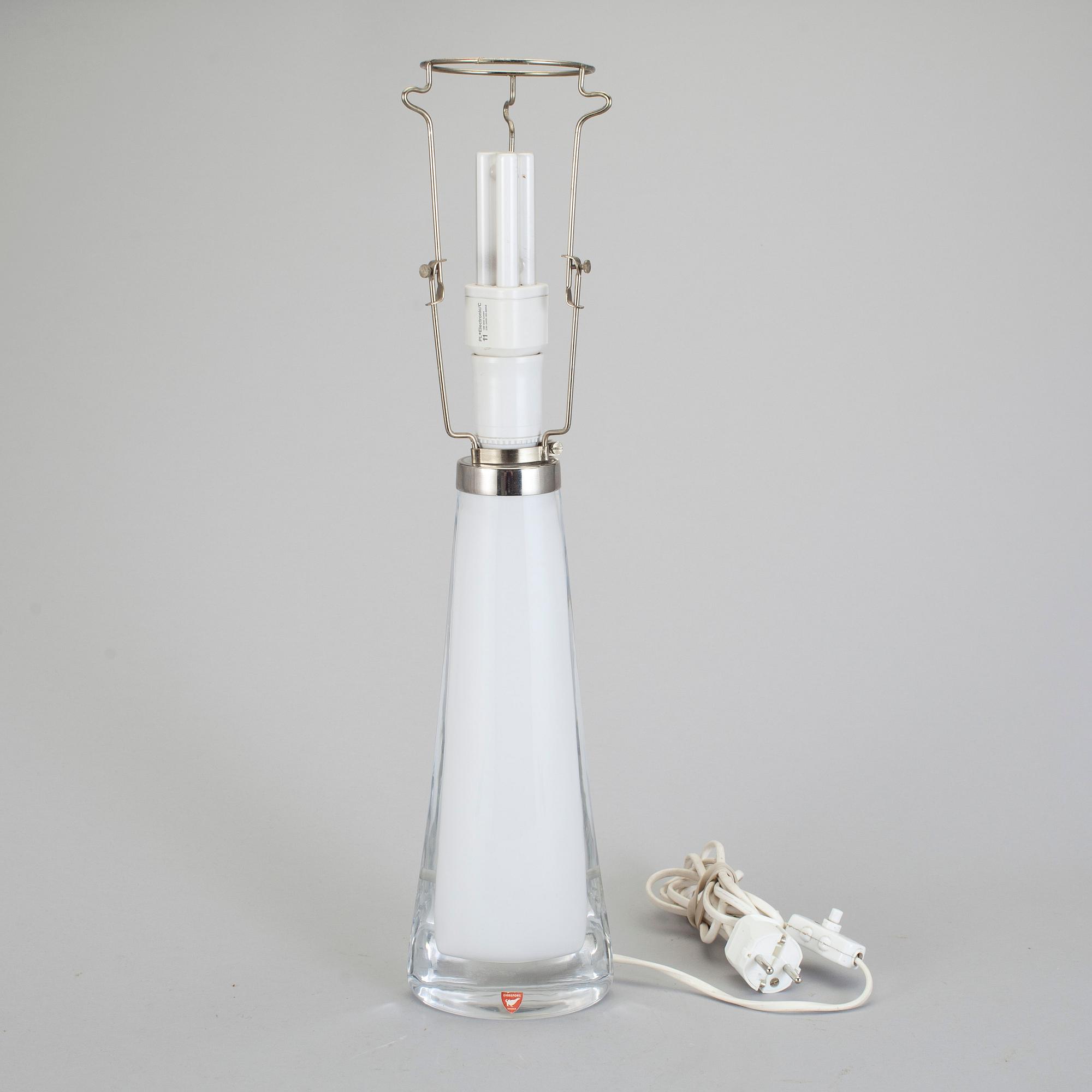 BORDSLAMPA, glas, Carl Fagerlund, Orrefors, 1960-tal.