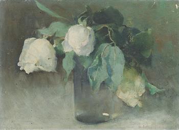 601. Helene Schjerfbeck, (White roses in a glass).