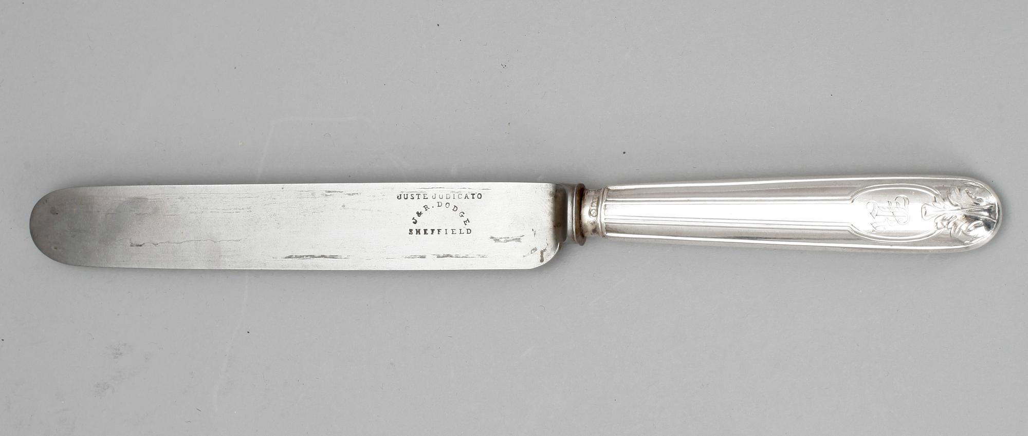 MATKNIVAR, 6+6 stycken, silver, bla Pehr Zethelius, Stockholm, 1800-talets första hälft.