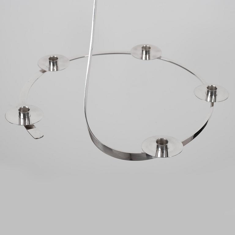 Nils Nisbel, NILS NISBEL, a five-light sterling chandelier, Sigtuna, Sweden 1982.